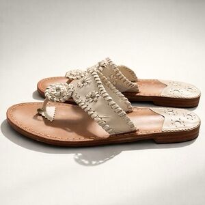 Stephen Bonanno Palm Beach Tan & White Sandals Palm Beach Shoes - 9.5